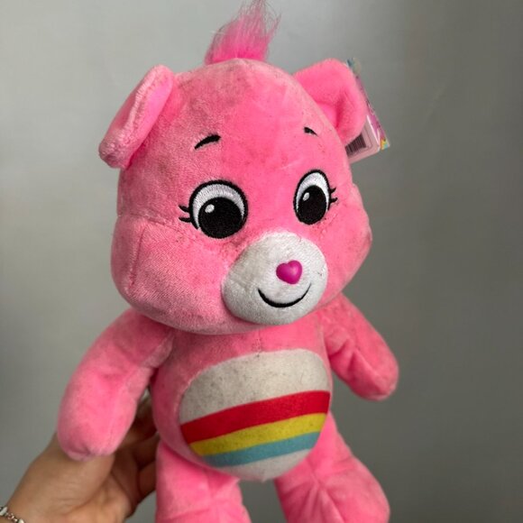 Care Bears Cheer Bear Plush Stuffed Animal Pink Rainbow Belly 2020 Basic Fun - Picture 3 of 6